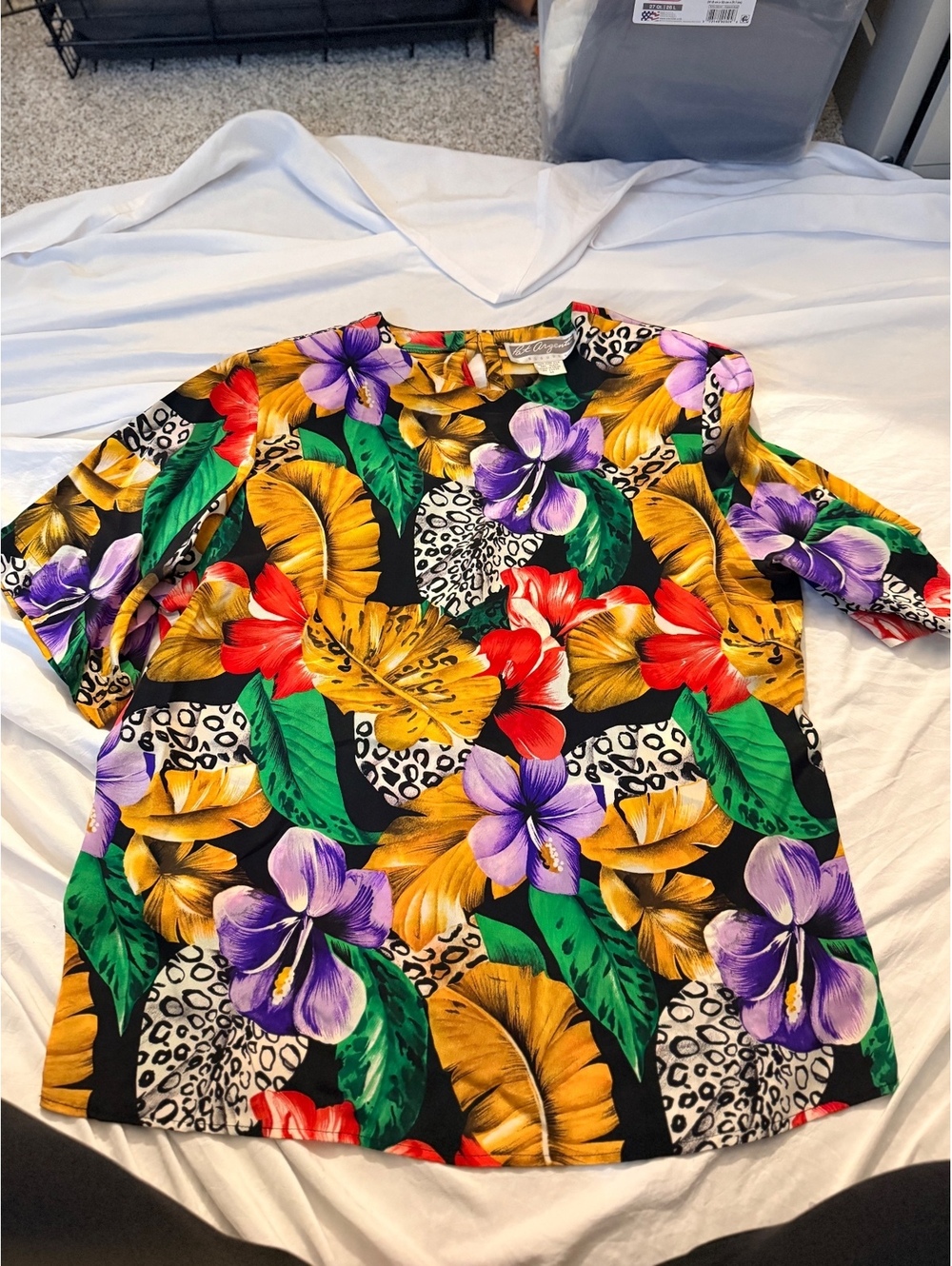 Pat Argenti Women's Silk Floral Print Blouse Size M